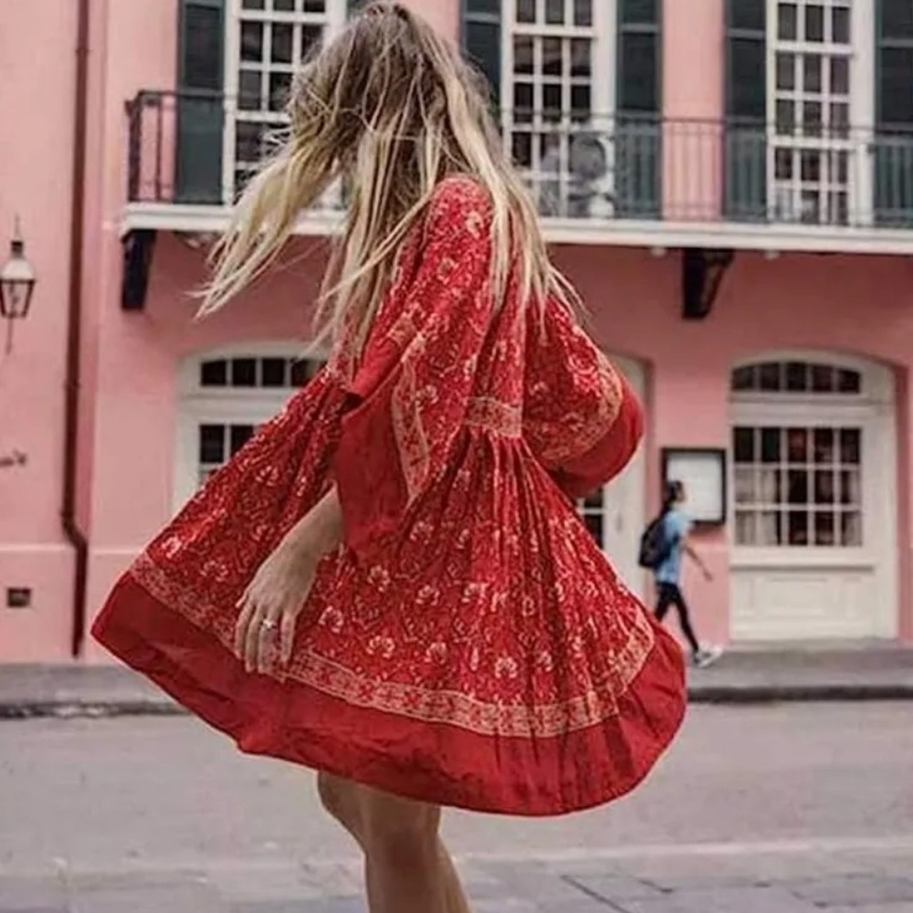 ❣️SPELL & the Gypsy Collective❣️ Red Jewel Kimono Dress
